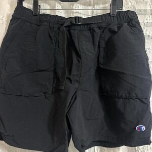 Champion Mens Black Nylon Utility Cargo Shorts with Belt 85872 Size Large